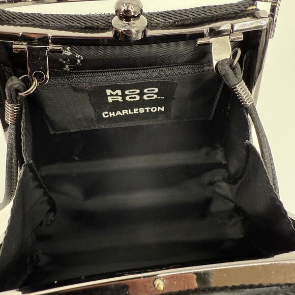 Moo Roo Charleston Black Stone Inlay Evening Hand Bag Mary Norton Signed 2003 - Picture 9 of 12